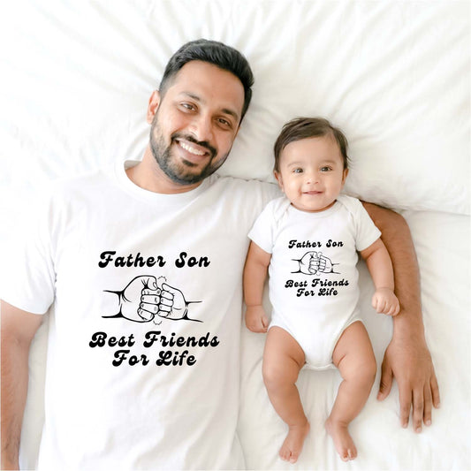 New Born & Baby Clothing | Father son best friends for life Twinning Sets T-shirt and onesie | Soft Cotton