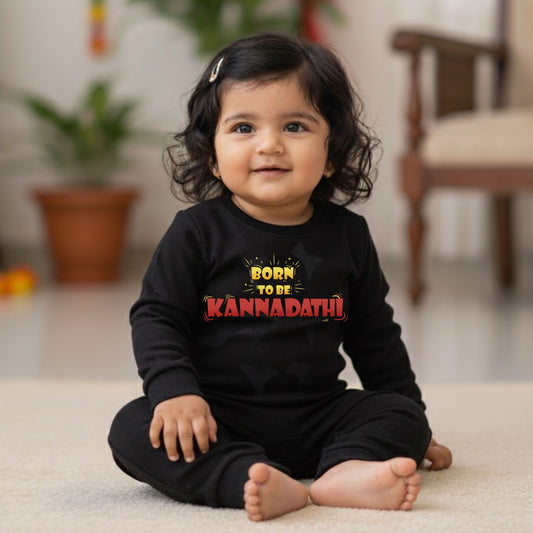 Born To Be Kannadathi  _ Black Full Romper