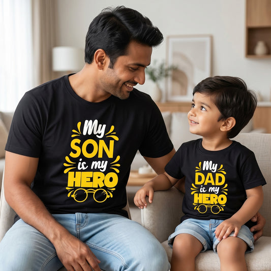 New Born & Baby Clothing | My Son Is My Hero My Dad Is My Hero Twinning Sets Tshirts | Soft Cotton