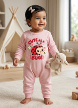 Karmikh Baby Romper | Cute as a Bug Baby Romper – Pink 🐞💕 | Full Romper
