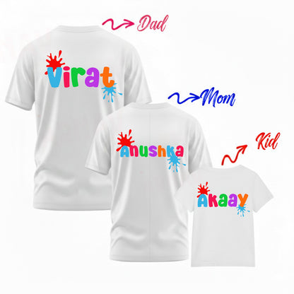Matching Holi Family T-Shirts| The Gulaal Gang | Cotton Set