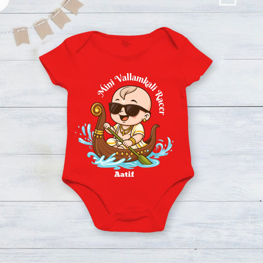 Mini Vallamkali Racer with customised name _ Red Romper