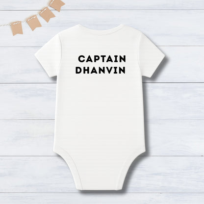 Professional Future Captain Pilot Romper with customized baby name_ White Romper