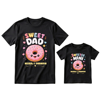 New Born & Baby Clothing | Sweet Dad & Sweeter Mini Son Ever Duo Father & Son Twinning Black Sets | Soft T-shirt