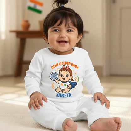New Born & Baby Clothing  | Desh Ka SuperBaby With Customized Baby Girl  Name | Soft Cotton Romper