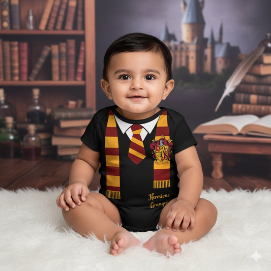Baby Wizard – Harry Potter Gryffindor Edition With Customized Baby Name_ Black Onesie