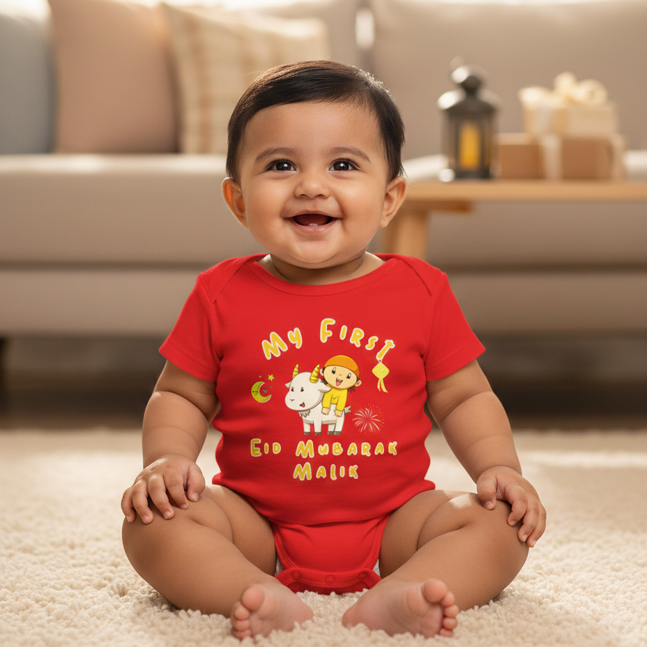 Newborn & Baby Clothing | Eid Mubarak Baby's First Eid With Personalized Baby Boy Name | Soft Cotton