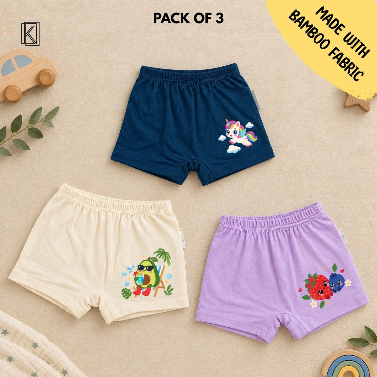 New Born & Baby Clothing | Pack of 3 Baby Shorts – Cute & Comfortable 3rd Pack | Soft Cotton