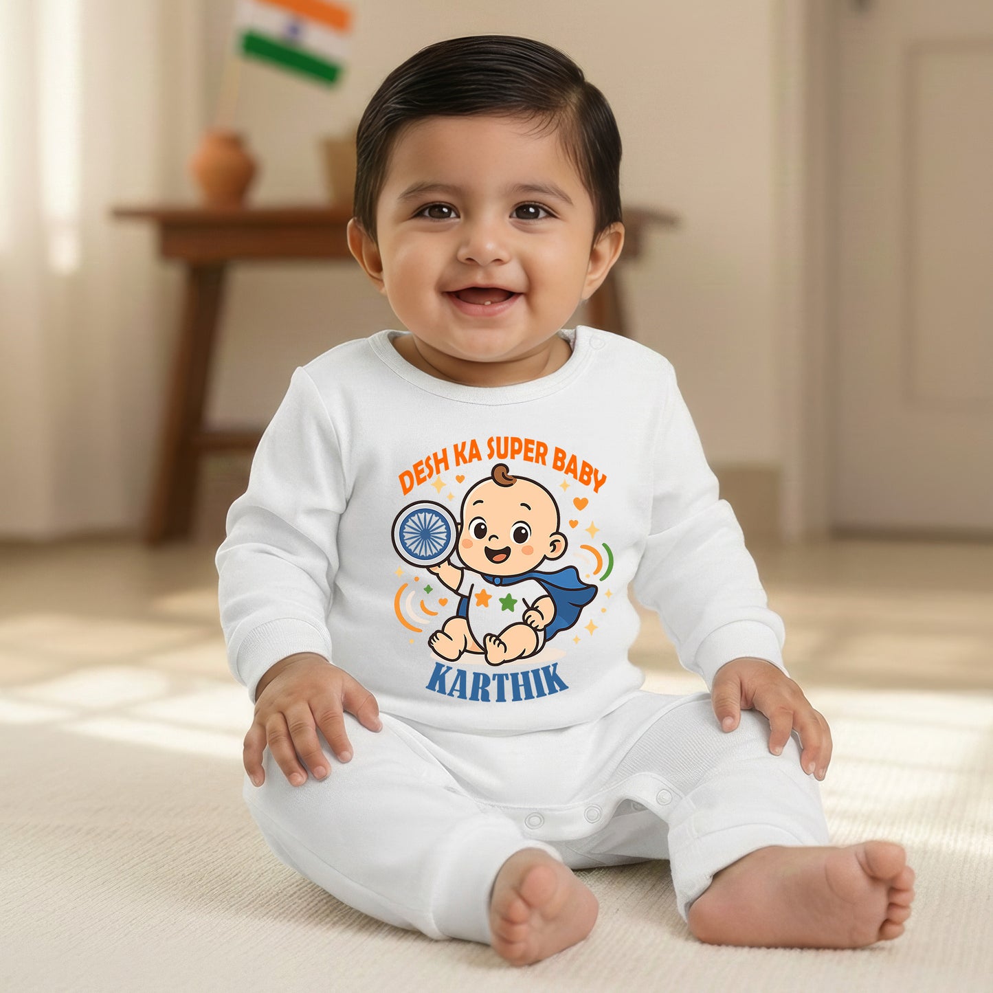 New Born & Baby Clothing | Desh ka superbaby with Customized Baby Boy Name | Soft Cotton Romper