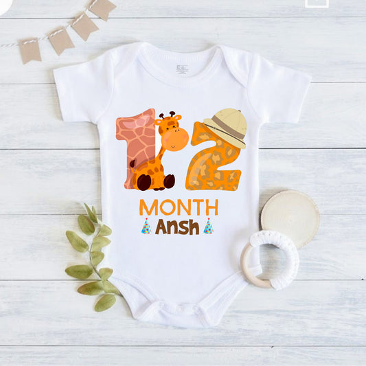 12th Infant monthly birthday Little Monthlies Onesie