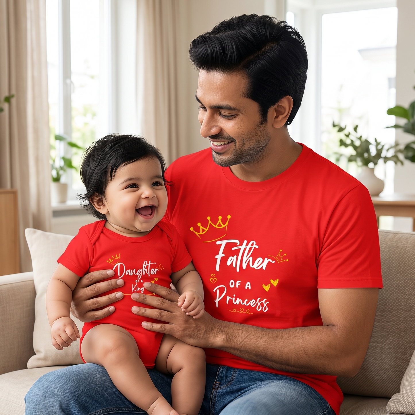 New Born & Baby Clothing | Father of a princess, Daughter of a king T-shirt  Red Tshirt Combo | Soft T-shirt