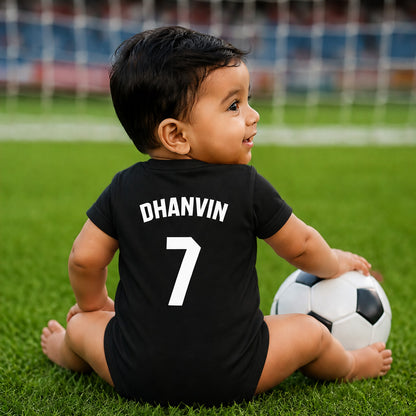 New Born & Baby clothing | Barcelona Football Fan Baby Romper with Customized Baby Name Printed | Soft Cotton