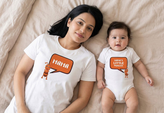Mama and her little princess_ combo white tee