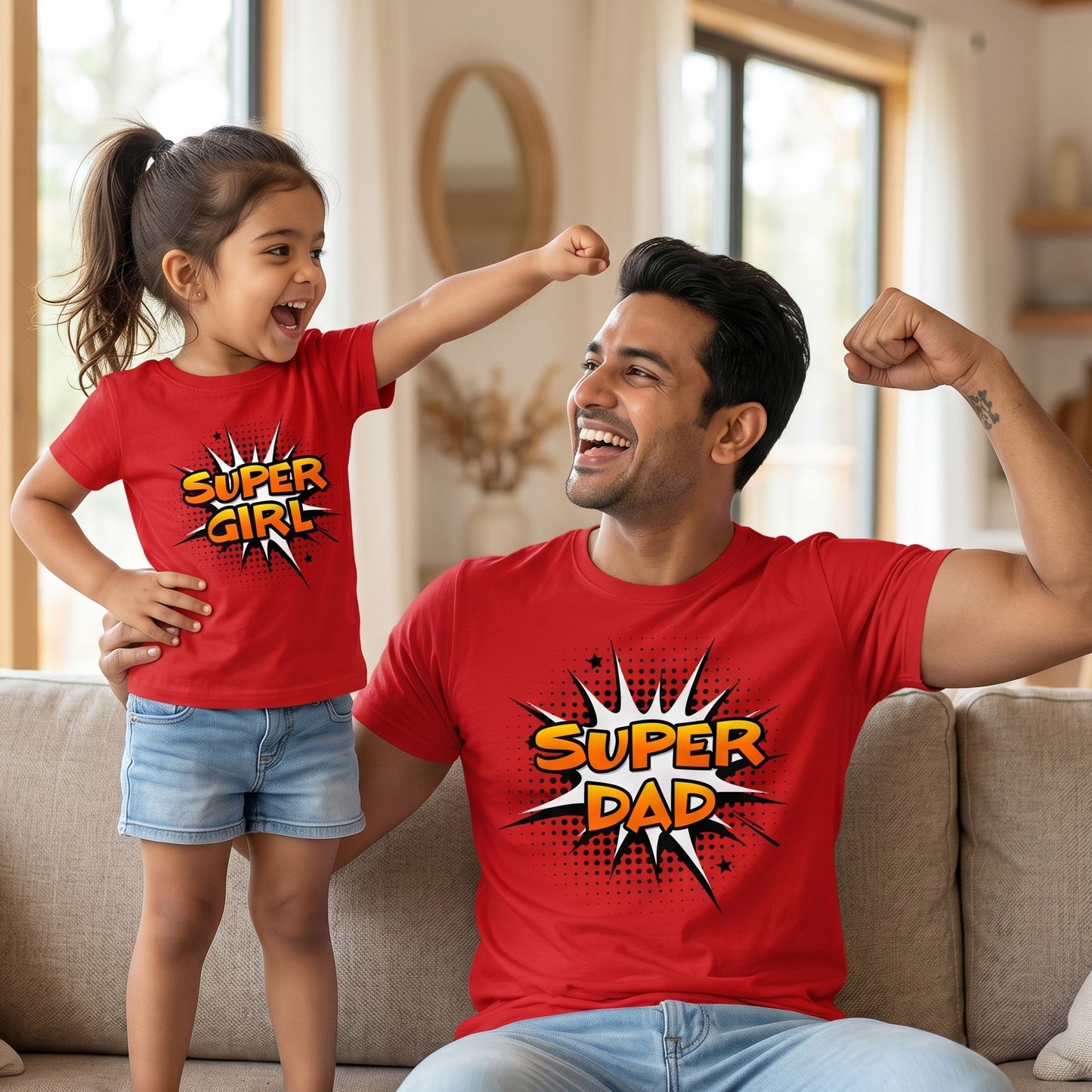 New Born & Baby Clothing | Super Dad Super Daughter Twinning Sets T-shirt | Soft Cotton