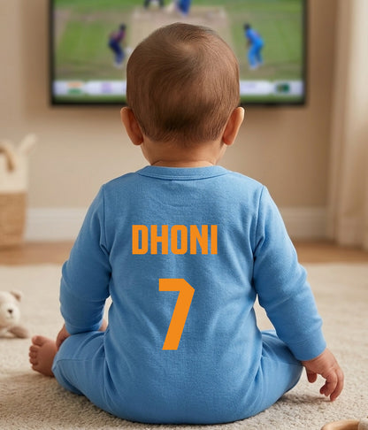 Newborns & Infants | Cute Indian Jersey Baby Photoshoot Outfit With Customized Baby Name Blue Full | Soft Cotton