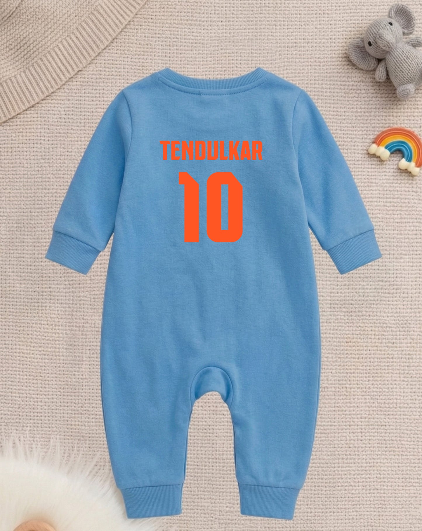 Newborns & Infants | Cute Indian Jersey Baby Photoshoot Outfit With Customized Baby Name | Soft  Blue Full Cotton