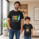 New Born & Baby Clothing | Papa Crayon & Little Scribble Together Father & Son Twinning Black Sets | Soft T-shirt