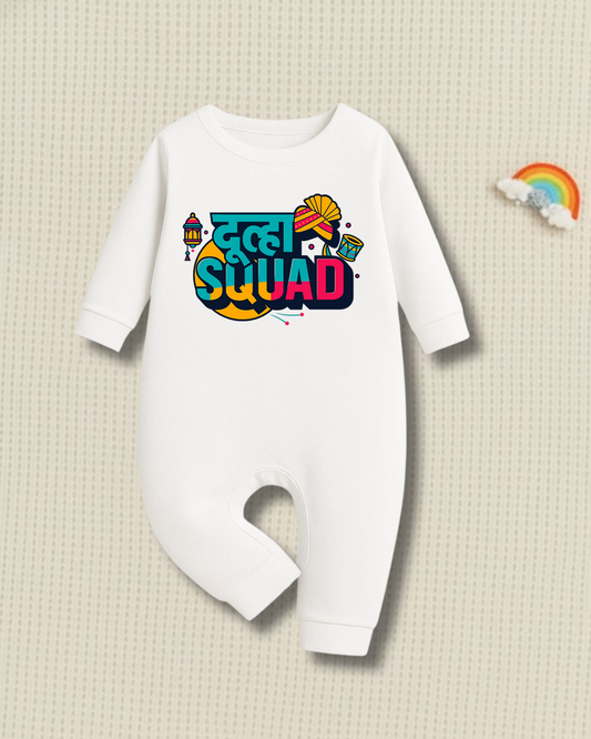 दूल्हा SQUAD  _ White Full Romper