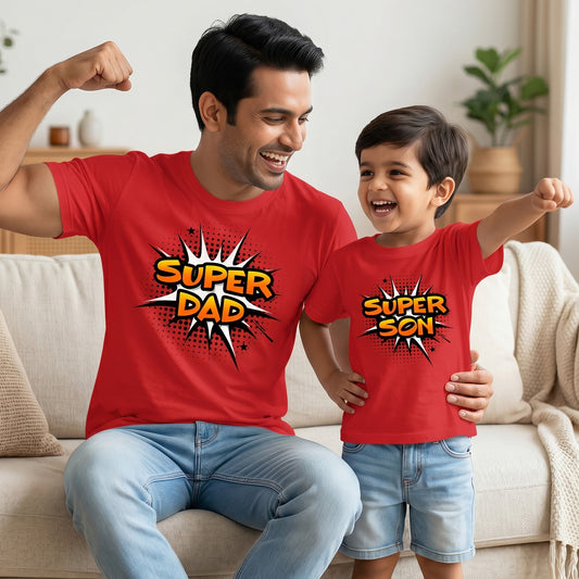 New Born & Baby Clothing | Super Dad Super Son Twinning Sets T-shirt and onesie | Soft Cotton