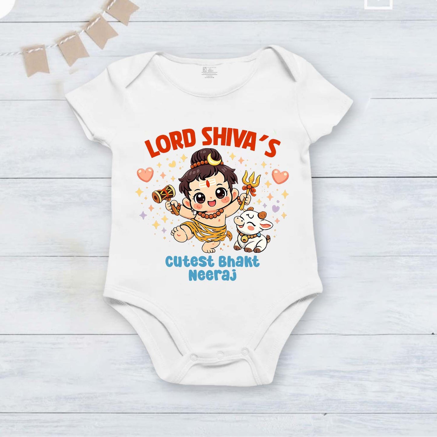 New Born & Baby Clothing | Lord Shiva's Cutest Bhakt With Customized Baby Name | Soft White Cotton
