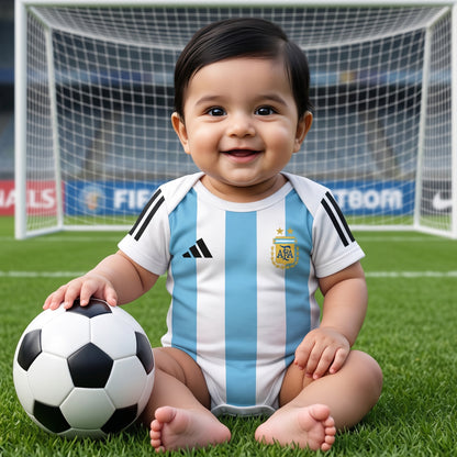 New Born & Baby clothing | Messi Football Fan Baby Romper with Customized Baby Name Printed | Soft Cotton