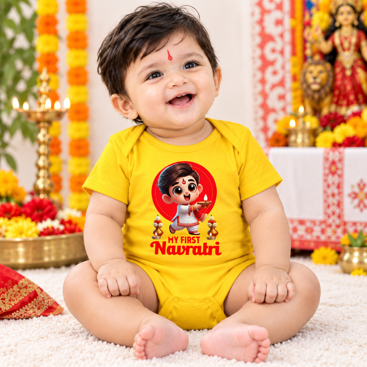 Happy Navratri Yellow