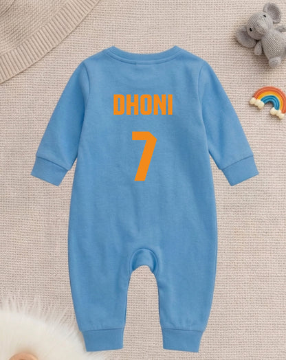 Newborns & Infants | Cute Indian Jersey Baby Photoshoot Outfit With Customized Baby Name Blue Full | Soft Cotton