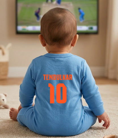 Newborns & Infants | Cute Indian Jersey Baby Photoshoot Outfit With Customized Baby Name | Soft  Blue Full Cotton