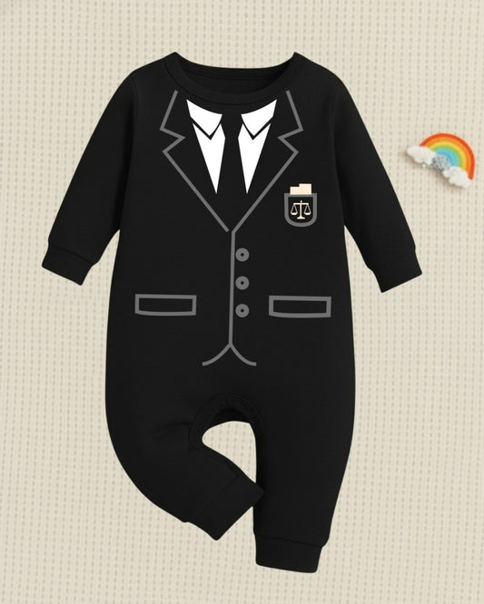 Little Lawyer Baby Onesie – Future Advocate Outfit With Customized Baby Name _ Black Full Romper