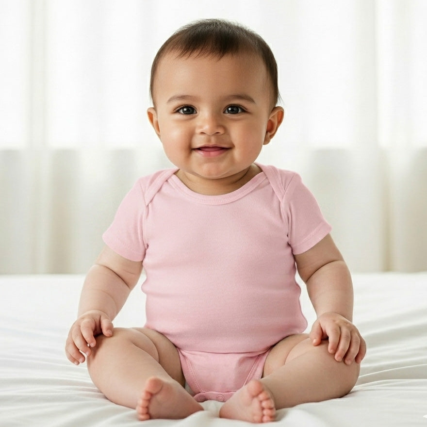 New Born & Baby Clothing | Plain Pink Colour Soft Cotton Bodysuits | Soft Cotton