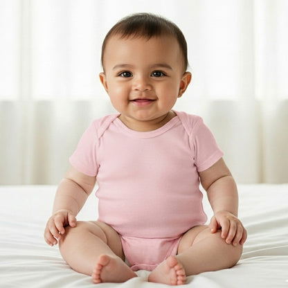 New Born & Baby Clothing | Plain Pink Colour Soft Cotton Bodysuits | Soft Cotton