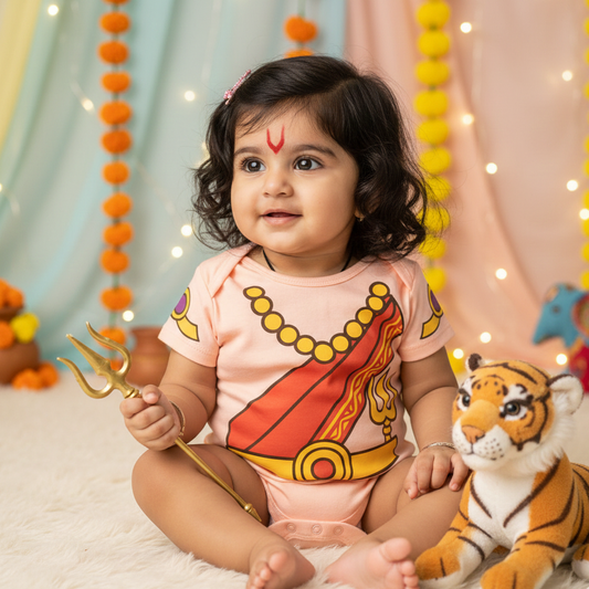 Little Durga Maa Of The Home _ Pink Onesies