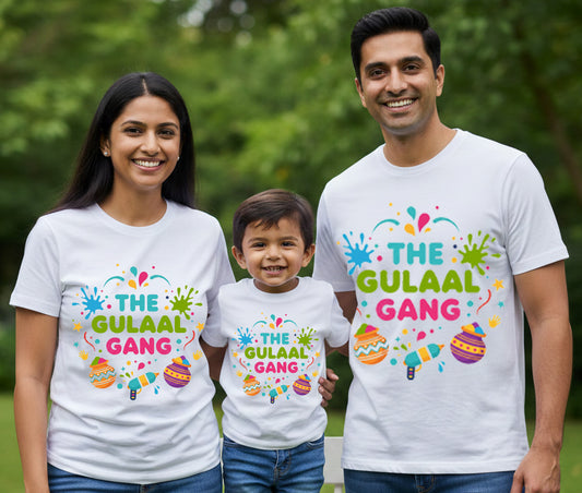 Matching Holi Family T-Shirts| The Gulaal Gang | Cotton Set