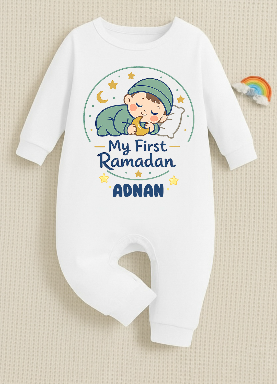 Newborn & Baby Clothing | Baby My First Ramadhan With Personalized Baby Name White Full Romper  | Soft Cotton
