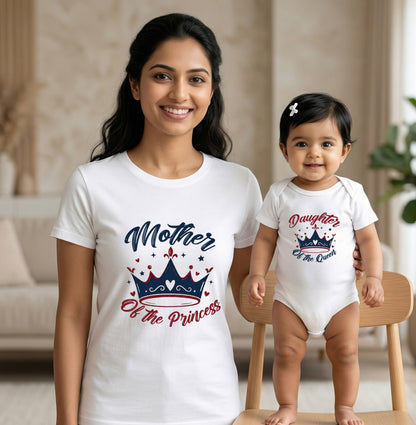 New Born & Baby Clothing | Mother Of The Princess and Daughter Of a Queen With The customized Baby Name Combo White | Soft Cotton