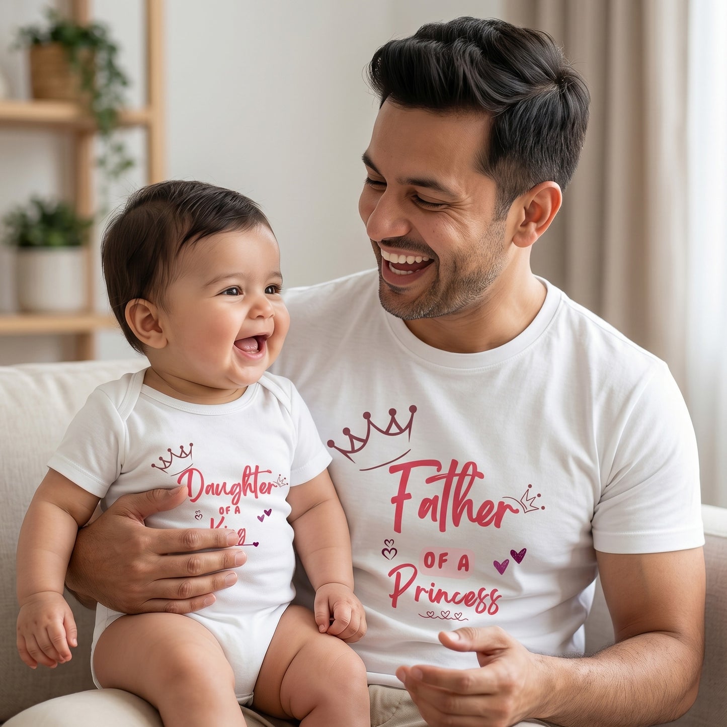 New Born & Baby Clothing | Father of a princess, Daughter of a king White T-shirt Combo | Soft Cotton