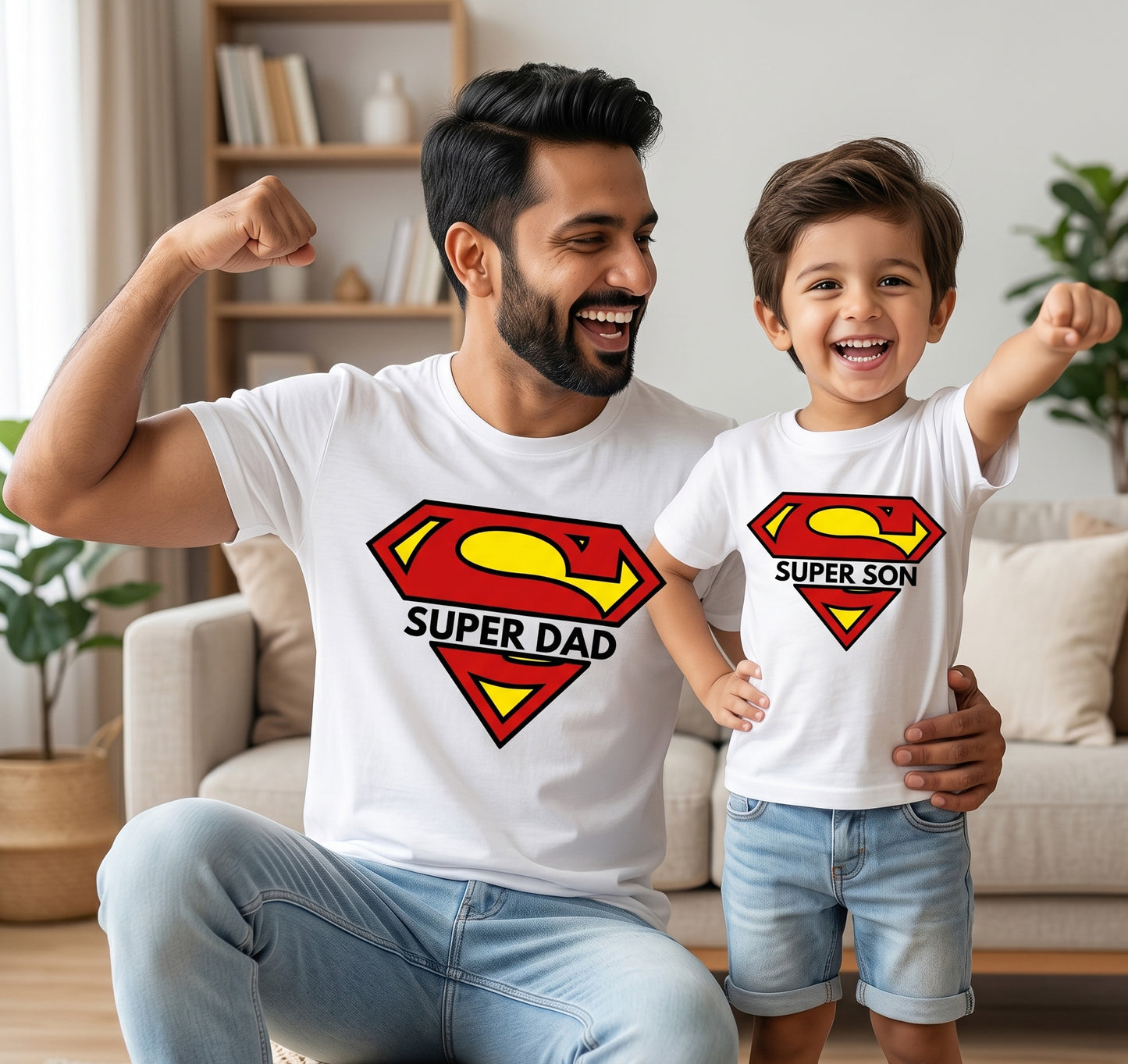 New Born & Baby Clothing | Super Dad Super Son Twinning Sets T-shirt | Soft T-shirt