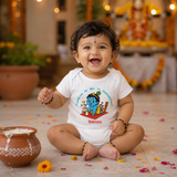Crawling My Way To Janmashtami with customised baby name _White Onesie