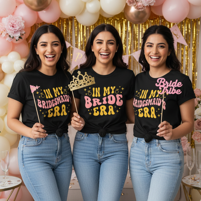 Bride & Bridesmaids Era Shirts - Black Tshirt's