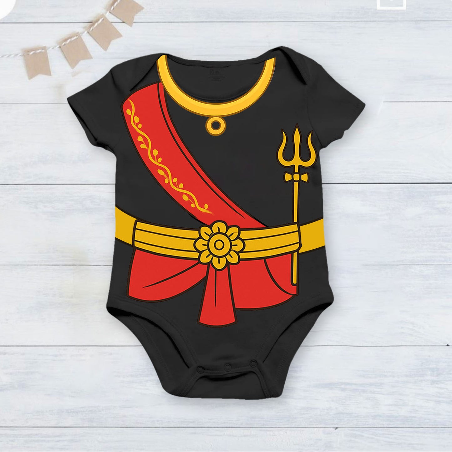 Little Durga Maa Of The Home _  Black Onesies