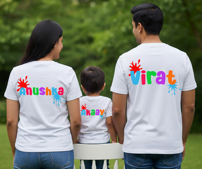 Matching Holi Family T-Shirts| The Gulaal Gang | Cotton Set