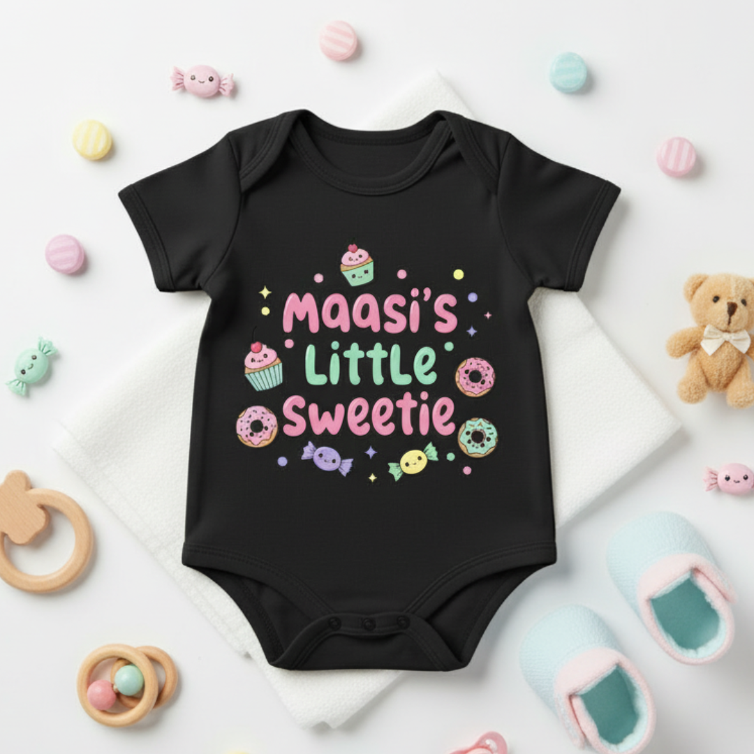 Maasi's Little Sweetie  infant onesie_ Black