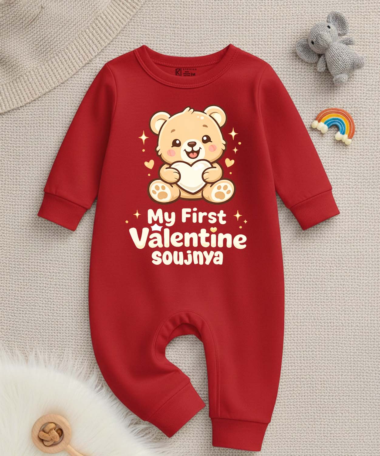 New Born & Baby Clothing | Baby’s First Valentine With Customized Baby Name  | Soft Cotton