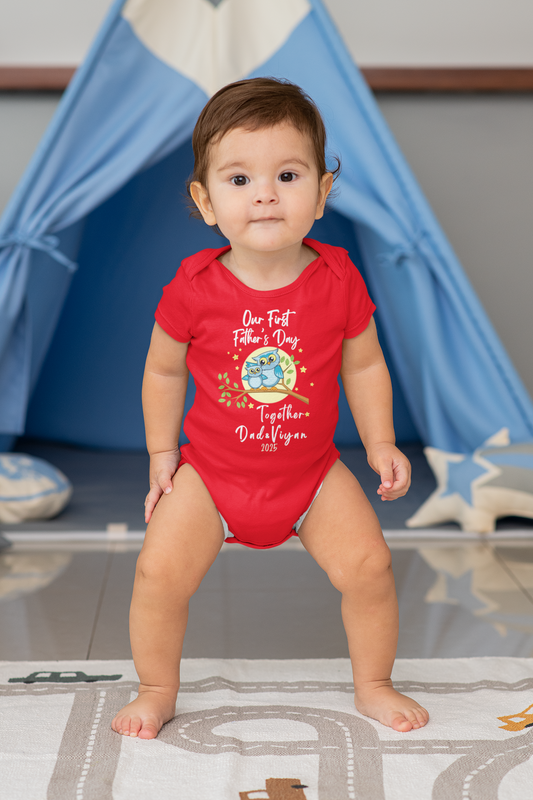 Father's Day customized baby name _red onesie