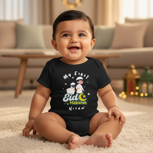 Newborn & Baby Clothing | Baby Blessed Baby's Mubarak First Eid With Personalized Name | Soft Cotton