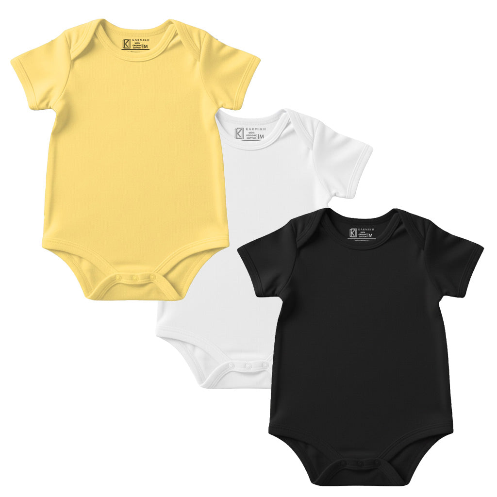 New Born & Baby Clothing | Plain Soft Cotton 3 colour combo Rompers | Soft Cotton