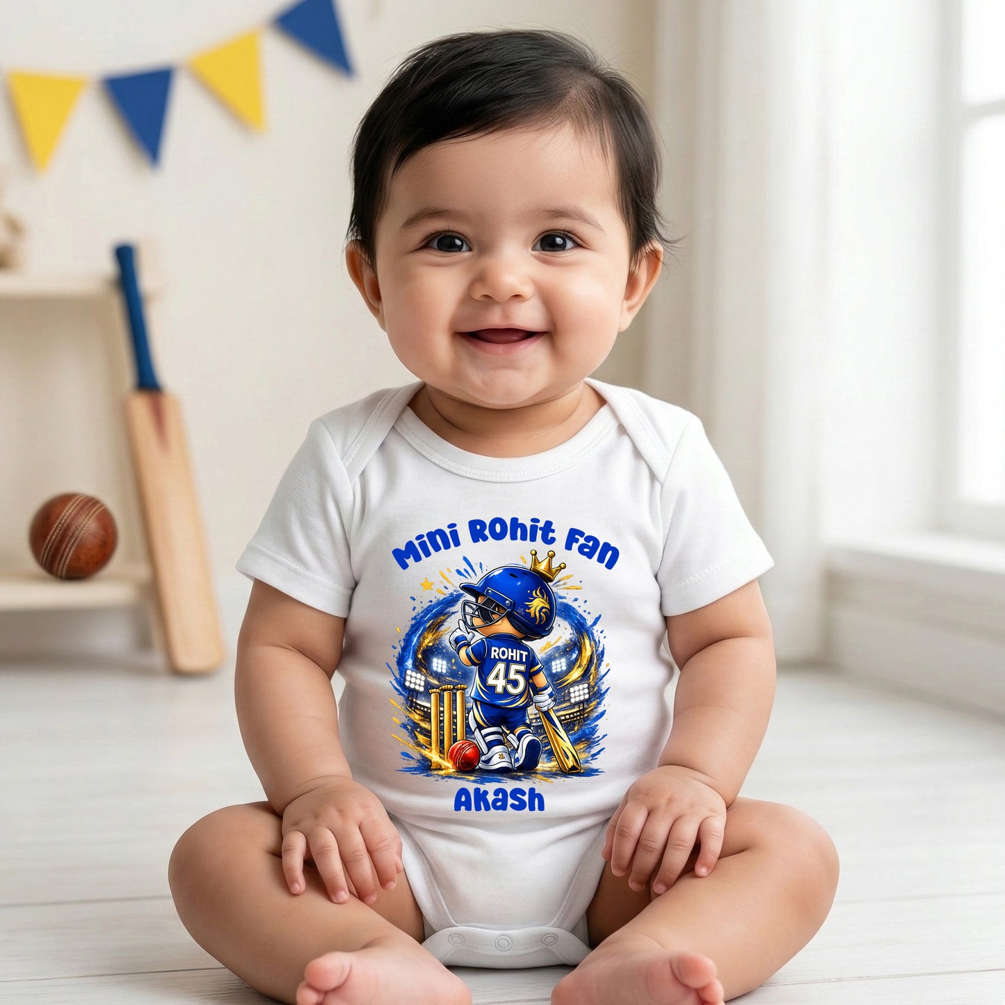 New Born & Baby Clothing | Mini Rohit Fan With Customized Baby Name | Soft Cotton