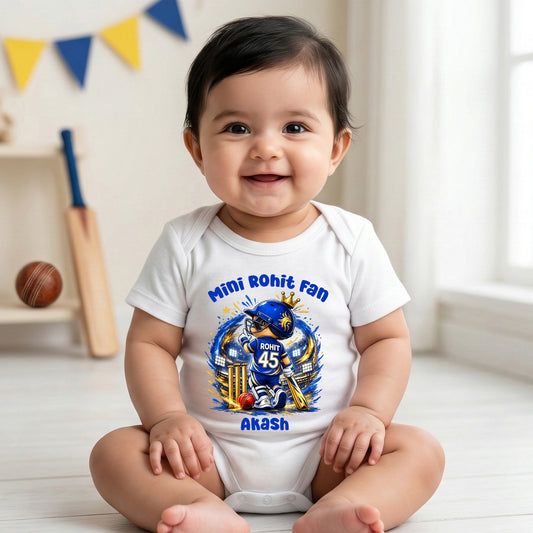 New Born & Baby Clothing | Mini Rohit Fan With Customized Baby Name | Soft Cotton