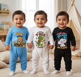 Karmikh Baby Romper Combo of 3 | Bob the Builder, Little T-Rex Club & Splish Splash | Full Sleeve Baby Rompers