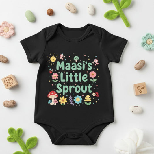 Maasi's Little Sprout  infant onesie_ Black